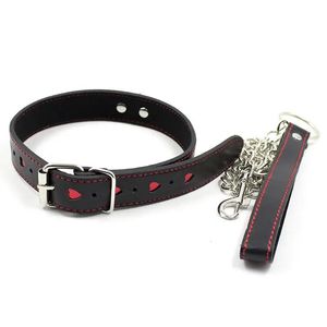 SM Producten BDSM Bondage Lederen Halsband Leash Stalen ketting Volwassen Spelletjes Honden Straffen Halsbanden Cosplay Slaaf Flirt Seksspeeltjes 240102