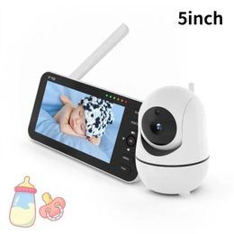 SM50B Monitor de bebé digital de alta definición de 5 pulgadas cámara PTZ inalámbrica detección de temperatura ambiente canción de cuna intercomunicador bidireccional negro