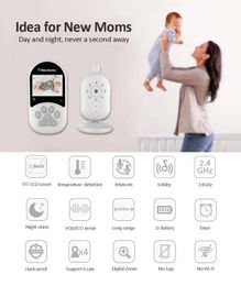 SM660 Monitor de bebé visión nocturna inalámbrico canciones de cuna de seguridad para niños reloj despertador de Audio bidireccional cámara de seguridad de vídeo de 2,4 pulgadas