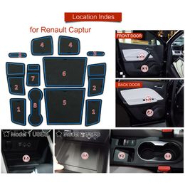 Smabee Gate Slot Cup Mat para Renault Captur 2019 - 2020 CAR Anti -Slip Groove Pad Rubber Coaster Accessorios interiores