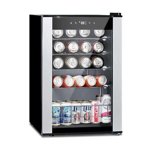 Smad Réfrigérateur indépendant, petit réfrigérateur à vin avec compresseur de 19 bouteilles, adapté au thermostat numérique domestique et à la porte vitrée, en acier inoxydable