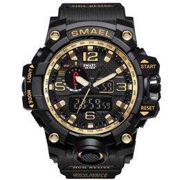 SMAEL 1545 Marke Männer Sport Uhren Dual Display Analog Digital LED Elektronische Quarz Armbanduhren Wasserdicht Schwimmen Militär Wa2433