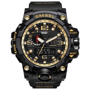 SMAEL 1545 Relojes deportivos para hombre de marca con pantalla dual Analógico Digital LED Relojes de pulsera electrónicos de cuarzo Impermeable Natación militar Wa295B