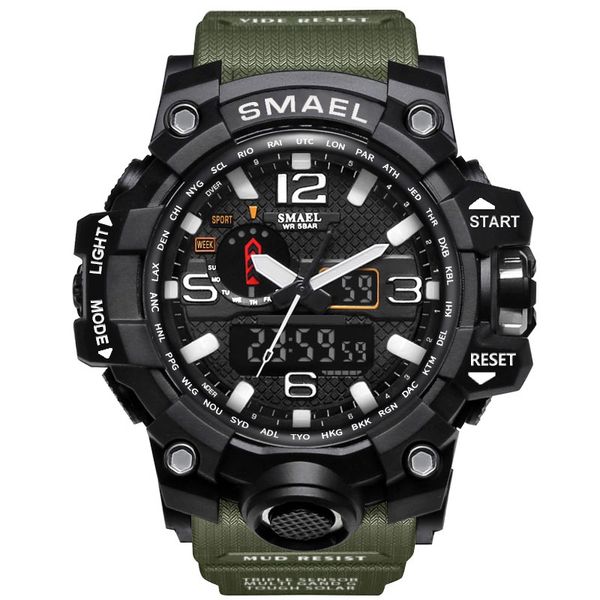 SMAEL 1545 Relojes deportivos para hombre de marca con pantalla dual Analógico Digital LED Relojes de pulsera electrónicos de cuarzo Impermeable Natación militar Wa226S