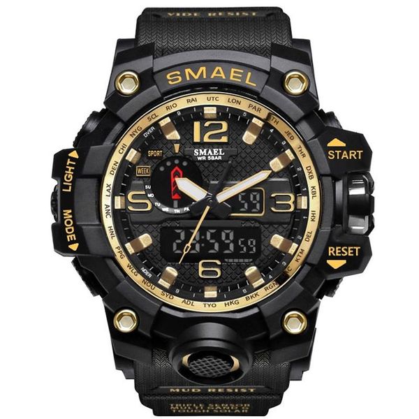 SMAEL 1545 Relojes deportivos para hombre de marca con pantalla dual Analógico Digital LED Relojes de pulsera electrónicos de cuarzo Impermeable Natación militar Wa2523