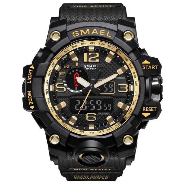 SMAEL 1545 Relojes deportivos para hombre de marca con pantalla dual Analógico Digital LED Relojes de pulsera electrónicos de cuarzo Impermeable Natación militar Wa315M