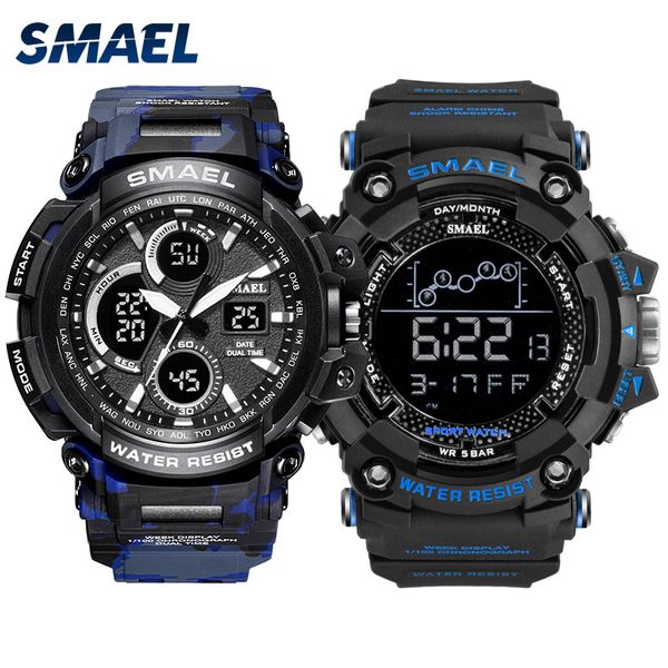 SMAEL Army mens Set Military Watch Sport 50m étanche LED numérique montres hommes 1708B 1802 costume de sport pour hommes relgio masculino