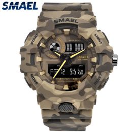Smael Brand Fashion Camouflage Military Digital Quartz Watch Men Men imperméable Shock Outdoor Sports Montres pour hommes Relogo Masculino Y190521 266B