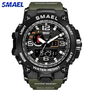 Smael Brand Men Sports Watches Dual Display Analog Digital LED Electronic Quartz Polshipes Waterdicht zwemmen Militair horloge 220530