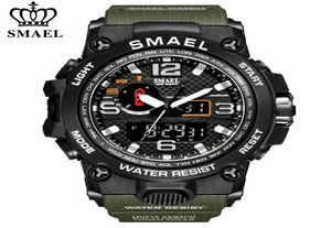 Smael Brand Men Sports Watches Dual Display Analog Digital Led Electronic Quartz Polshipches Waterdichte Zwem militaire pols W7810468