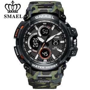 SMAEL Camouflage militaire montre hommes étanche double affichage de l'heure hommes Sport montre-bracelet numérique analogique montres à Quartz mâle 1708 210235y