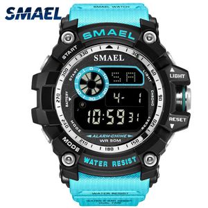 Smael Digital Horloges Mannen Big Dial Sport Horloge Running 50m Waterdichte LED Klok Digitale Horloge Licht 8010 Heren Digitale Horloge Sport X0524