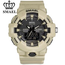 SMAEL double affichage montres hommes luxe numérique-montre chronographe militaire analogique Quartz montre de sport LED montre-bracelet livraison directe X0524