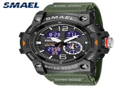 Smael Dual Time Men Watchs 50m Waterproof Mething Watchs For Male 8007 Shock Resissiant Sport Watchs Cadeaux WTACH 2204218317214
