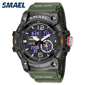 SMAEL double temps hommes montres 50 m étanche montres militaires pour homme 8007 THOCK résistant Sport montres cadeaux Wtach 2204213032