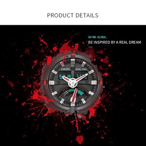 Smael Electronics Bekijk Smael Brand Men's Digital Sport Watches Male Clock Dual Display Waterproof Duik Wit Relogio 1637