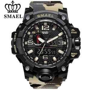 Smael Mode Sport Horloge Mannen Wekker Camouflage Waterdichte Week Display Mannen Horloges Digitale Polshorloge Relogio Masculino 1545B