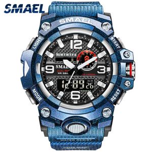 Smael Fashion Sport Horloges Mannen Chronograph Klok Luxe Waterdichte Man Horloges 2021 Moderne Dual Beweging Horloges 8035 X0524