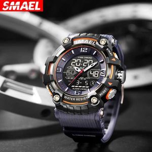Smael Fashion Sports Quartz Watch Mens Digital Dual Display Glow Calendar Waterproof Fangsheng Clock