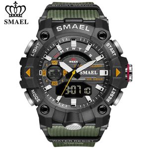 Smael Fashion Sports Waterdichte Horloge Mannen Top Luxe Merk Militaire Digitale Quartz Polshorloge Heren Dual Display Backlight Clock X0524
