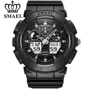Smael Fashion Horloge Mannen Waterdichte Led Sport Militaire Horloge Schokbestendig Heren Analoge Quartz Digitale Horloges Relogio Masculino X0524