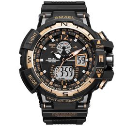 SMAEL luxury Man Sport Orologio da polso da uomo di lusso resistente agli urti impermeabile S Shock 1376 Orologio digitale LED Orologi da uomo Gold211R