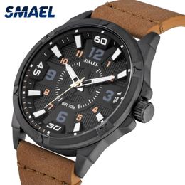 Smael Men's Casual Watch Relojes Hombre Top Brand SL-9102 Watch Men Simple Quartz Watches with Leather Relogie Masculino 292R