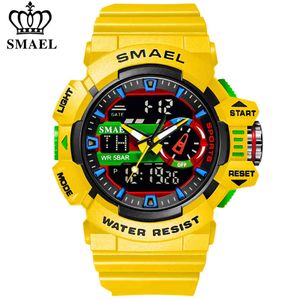 SMAEL Montres Militaires Hommes Sport Montre Étanche Montre-Bracelet Chronomètre Alarme LED Lumière Numérique Montres Hommes Grand Cadran Horloge 8043 X0524