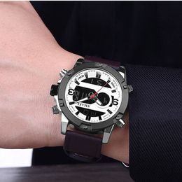 SMAEL Nieuwe Sport Horloges Waterdicht Echt Dual Display Quartz Horloges Grote Wijzerplaat Fashion Cool Man 1320 Digitale Horloge LED Men214Y