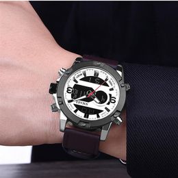 SMAEL Nieuwe Sport Horloges Waterdicht Echt Dual Display Quartz Horloges Grote Wijzerplaat Mode Cool Man 1320 Digitale Horloge LED Men270j