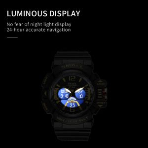 Smael Outdoor Sport Digital Watch For Men Stopwatch Double Movement Quartz Wrist Wrists Alarm LED Back Light Electronic Corloge