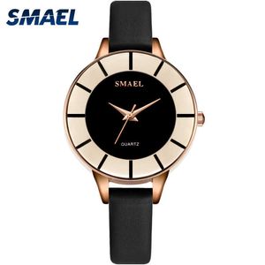 Smael Quartz Horloges voor Vrouwelijke Rose Gold Ladies Horloge Waterdicht Sport Dames Casual Lederen 1909 Women Horloges Luxury Merk Q0524