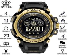 Smael Smart Watch Outdoor Sport étanche pédomètres de pédomètres Rappel Bluetooth montres Men Smartwatch pour iOS Android Phone275Q9900596