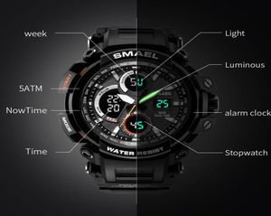 Smael Sport Watch for Men New Dual Time Afficher l'horloge masculine étanche à la bracelet résistant aux chocs numérique 17081461368