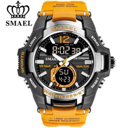 SMAEL Sport Montre Hommes Montres Étanche 50M Montre-Bracelet Relogio Masculino Grand Cadran Quartz Numérique Militaire Armée Horloge 1805 210804