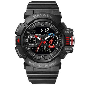 Smael Sport Horloge Mannen Waterdichte Top Merk Digitale Horloges Kwaliteit Plastic Horlogeband Dual Display Horloge G1022