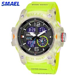 SMAEL Sports Dual Display Watch for Men LED Digital Digital Wating Watches Mens Stopwatches Student Clock Youth Wristwatches 220530