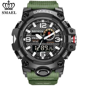 Smael Sports Herenhorloges Dual Time Waterdichte Digitale Horloge Mannen Topmerk Luxe Militaire Analoge Polshorloge Relogio Masculino X0524
