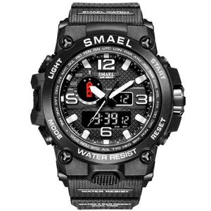Smael Horloges voor Men 50m Waterdichte Klok Alarm Reloj Hombre 1545D Dual Display Horloge Quartz Militaire Horloge Sport Nieuwe Mens G1022