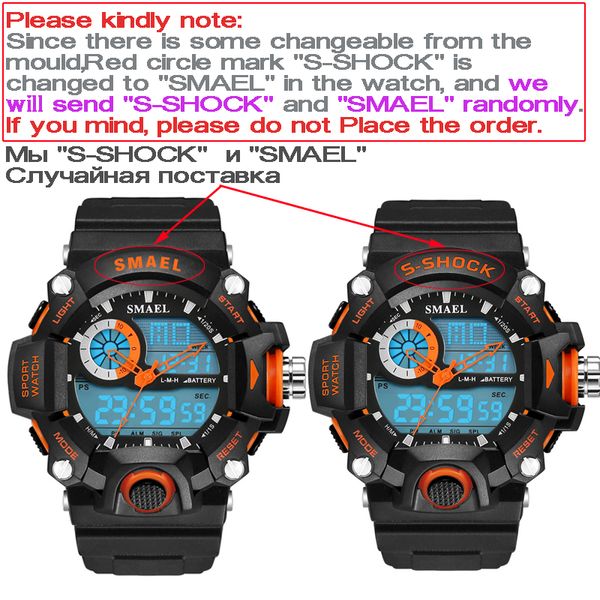 Smael regarde des hommes Military Army Watch LED Digital Mens Sports Wristwatch Maly Gift Analog Shock Watch Relogie Masculino Reloj Ly19313S