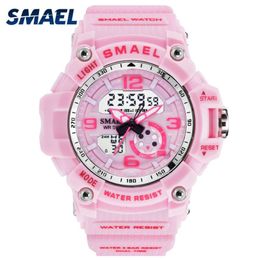 Smael Woman Relojes deportes al aire libre LED Relojes Digital Relojes Mujeres Ejército Big Dial 1808 Women Watch Waterproof250g