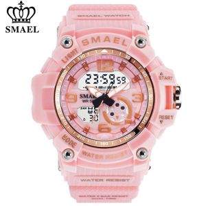 SMAEL Dames Sport Digitaal Horloge Elektronisch Quartz Dual Core Display LED Waterdichte Horloges Casual Student Horloge Meisje Klok 201955