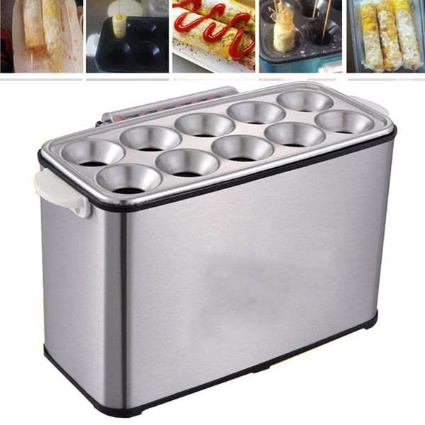 Pequeña máquina de salchichas maestra de tortilla de huevo de 10 tubos/máquina para hornear perros calientes/hervidor de huevos para desayuno 220v/110v