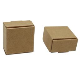 Petit 3,7 * 3,7 * 2cm Boîte en papier kraft Boîte d'emballage cadeau pour bijoux bricolage à la main le savon de mariage à la main boulangerie Cuisine de boulangerie