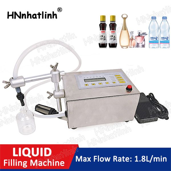 Pequeña máquina de llenado de líquidos de 5 ml-3500 ml Llenadora de agua Control digital Bebida Mini pantalla LCD eléctrica Agua Perfume Leche Botella de jugo GFK-180