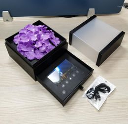 Petit tiroir de boîte à fleurs de couvercle en acrylique Open Light Contrôle automatique Play Video Po Music pour Thanksgiving Valentin Mère de la fête de la fête