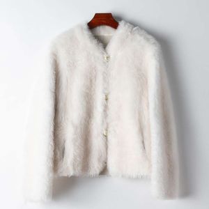 Kleine hoeveelheid kleding 2024 winter nieuwe Toscane halve rol schapenvacht geïntegreerde jas voor damesmode kort bont 914573