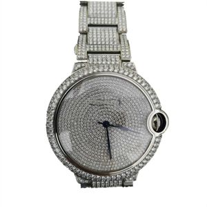 Klein en prachtig prachtig gesneden ingenieus vakmanschap Moissanite vol diamanten horloge 42 mm