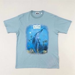 Petite marque à la mode Kith T-shirt décontracté surdimensionné avec imprimé de cou rond d'été pour hommes et femmes, couple à manches courtes 748