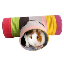 Klein dier play tunnel regenboog canvas hamster nest opvouwbare squirrel boorgat leuk pijpen huisdieren speelgoed vangen verborgen game gat